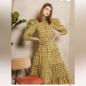 NWT CELIAB CELIA B SABINA MIDI DRESS FLORAL FLOWER  GREEN XL FITS A LARGE MAXI